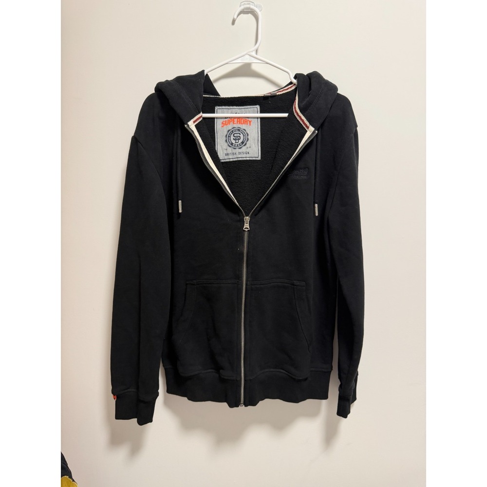 Superdry Mens Black Full Zip Hoodie Sweatshirt M2014128A Size L AS IS
